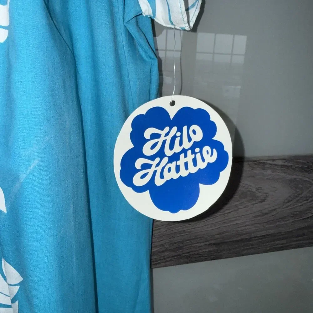 Hilo Hattie Hawaiian Tropical Dress Vintage, Size Medium Blue Long! - Picture 2 of 8